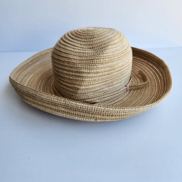 Sun And Sand Accessories - LIKE NEW Sun N' Sand Tan Coastal Craze Upturn Brim Braided Hat 4" Brim UPF 50+